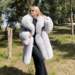 Ivy | Blue Fox Jacket Full Skins With Huge Collar