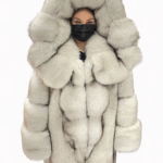 Blue Fox Double Side Fur Costume With Huge Double Side Hood