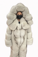 Blue Fox Double Side Fur Costume With Huge Double Side Hood