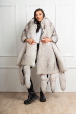 Raphaela | Luxury Double Side Scandinavian Blue Fox Boa – Cape Both Sided Fox With Detachable Tails