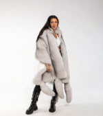 Luxury Double Face Blue Fox & White Rex Boa-Cape With Tails - Image 2