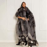 Erin | Luxury Double Face Scandinavian Blue Frost Fox & White Rex Boa-Cape With Detachable Tails