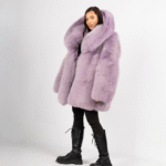 Baya | Luxury Scandinavian Double Sided Lilac Fox Fur Jacket & Rex With Huge Lavish Fur Collar