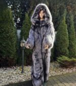 Lenora | Luxury Double Side Silver Fox Fur Costume With Fur Mittens & Fur Boots