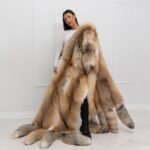 Birdella | Luxury Double Face Scandinavian Golden Island Fox & White Rex Boa-Cape With Detachable Tails