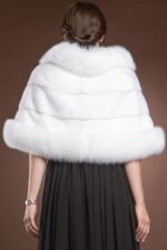 Tru | Luxury Wedding White Mink With Fox Trimming Bridal Fur Cape - Image 3