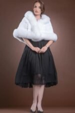 Tru | Luxury Wedding White Mink With Fox Trimming Bridal Fur Cape - Image 2