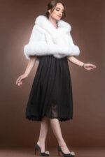 Tru | Luxury Wedding White Mink With Fox Trimming Bridal Fur Cape - Image 4