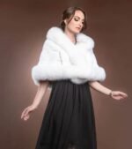 Tru | Luxury Wedding White Mink With Fox Trimming Bridal Fur Cape