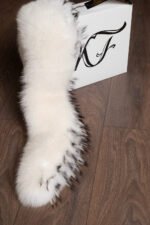 White Fox Fur Collar Silver Tips - Image 6