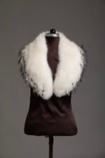 White Fox Fur Collar Silver Tips