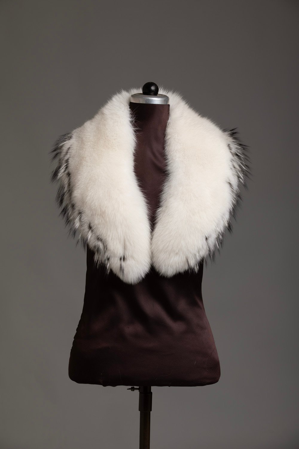 White Fox Fur Collar Silver Tips - Image 1