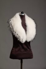 White Fox Fur Collar Silver Tips - Image 3