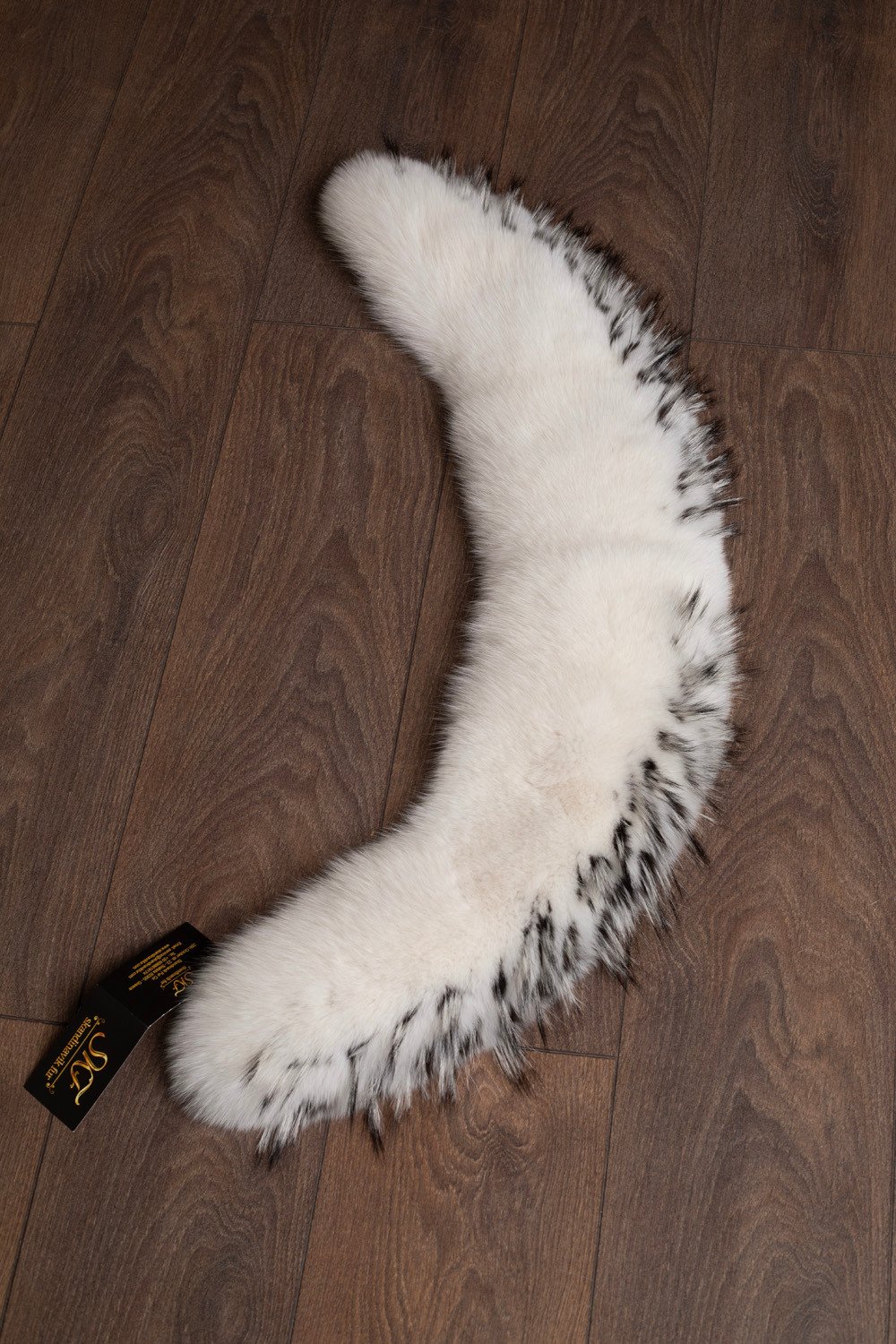 White Fox Fur Collar Silver Tips - Image 5