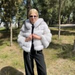 Skylar | Luxury Scandinavian Blue Fox Short Fur Jacket With Hood