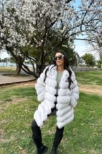 Sawyer | Luxury Blue Fox Fur Jacket/Coat With Hood - Image 2