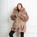Tallulah | Luxury Scandinavian Beige Fox Fur Jacket With Lavish Smoking Collar