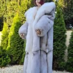 Brea | Luxury Double Face Scandinavian Natural Blue Fox & White Fox Long Coat Lavish – Fur Belt