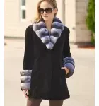 Black Sheared Mink with Chinchilla Trim