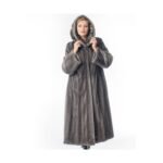 Blue-Iris Mink Fur Coat with Hood