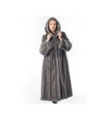 Blue-Iris Mink Fur Coat with Hood