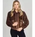 Brown Mink Bomber Jacket