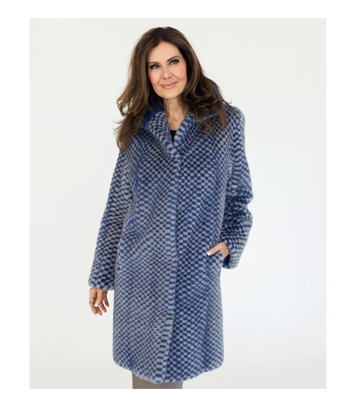 checkered-mink-fur-coat-6833 Checkered Mink Fur Coat - Image 1
