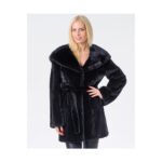 Black Hooded Mink Coat