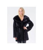 Black Hooded Mink Coat