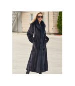 The Caitlin Black Mink Coat with Fox Tuxedo Collar