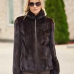 Ladies Mink Fur Bomber Jacket