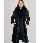Long Mink Fur Coat with Fox Fur Trim