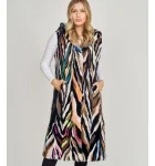 Multicolor Mink Fur Long Vest