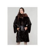 Long Hair Mink Fur Princess Coat with Sable Fur Trim
