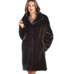 Black Mink Fur Coat with Stand up Collar