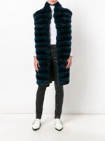 Long Green Chinchilla Fur Vest - Image 3