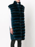 Long Green Chinchilla Fur Vest - Image 5