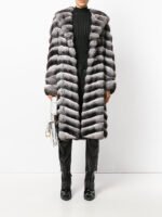 Long Chinchilla Fur Coat Hooded