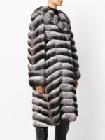 Long Chinchilla Fur Coat Hooded - Image 2