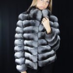 Chinchilla Fur Jacket Stand up Collar