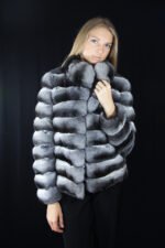 Chinchilla Fur Jacket Stand up Collar