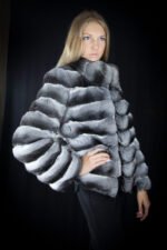 Chinchilla Fur Jacket Stand up Collar - Image 3