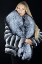Chinchilla Fur Jacket Silver Fox Collar - Image 3