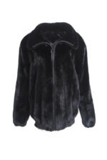 Men's SAGA Black Mink Fur Bomber Coat - Image 2