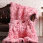Pink Fox Fur Fur Blanket Throw Cover