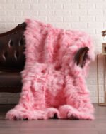 Pink Fox Fur Fur Blanket Throw Cover