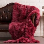 Burgundy Fox Fur Fur Blanket Throw Cover