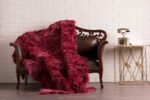Burgundy Fox Fur Fur Blanket Throw Cover - Image 3