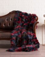 Blue Red Green Fox Fur Fur Blanket Throw Cover - Image 4