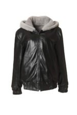 Reversible Hooded Mink Leather Bomber Jacket - Image 3